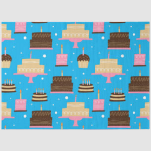 Cute Colorful Whimsical Birthday Pattern Blue Tissuepapier