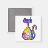 Cute Colorful Whimsical Cat Magneet (Voorkant / Achterkant)