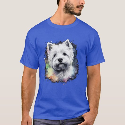 Cute Colorful White West Highlanderrier Westie Wat T-shirt (Voorkant)