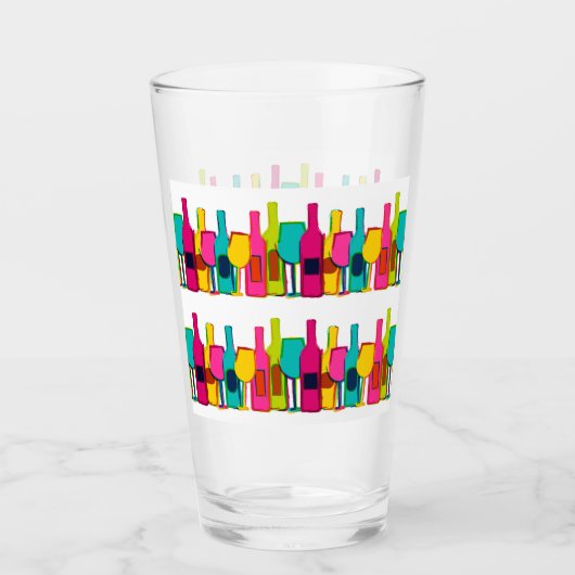 Cute colorful wijnflespatroon glas (Voorkant)