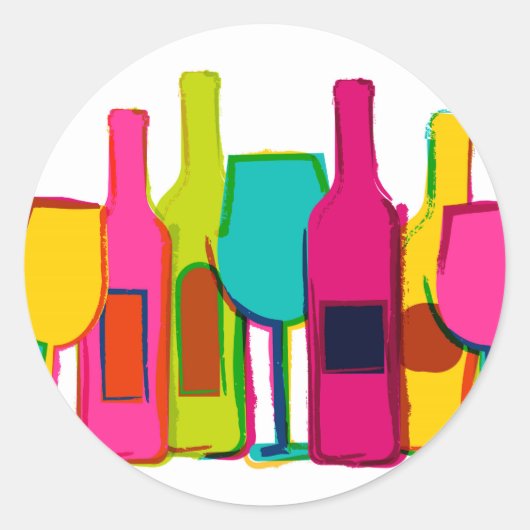 Cute colorful wijnflespatroon Hoesje-Mate iPhon Ronde Sticker (Voorkant)