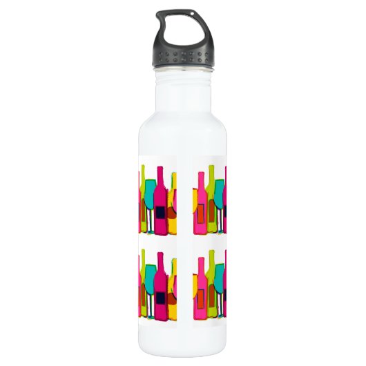 Cute colorful wijnflespatroon waterfles  (Achterkant)