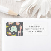 Cute Colorful Wild Animals Cartoon Illustration Etiket (Insitu)