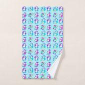 Cute Colorful Winter Penguins Bad Handdoek (Handdoek)