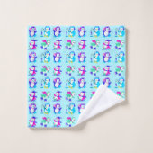 Cute Colorful Winter Penguins Bad Handdoek (Wasdoekje)