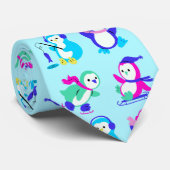 Cute Colorful Winter Penguins Stropdas (Opgerold)