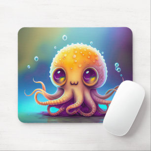 Cute Colorful Yellow Octopus Alien Artwork   Muismat