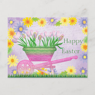 Cute ColorfulFlowers,Wheelbarrow,Tulips Briefkaart