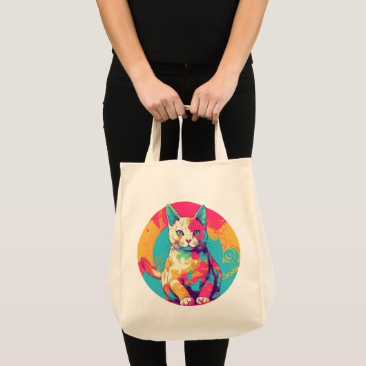 cute colorfull cat design  tote bag (Voorkant (product))