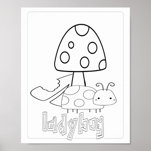 Cute Coloring Bugs Lady Bug Poster (Voorkant)