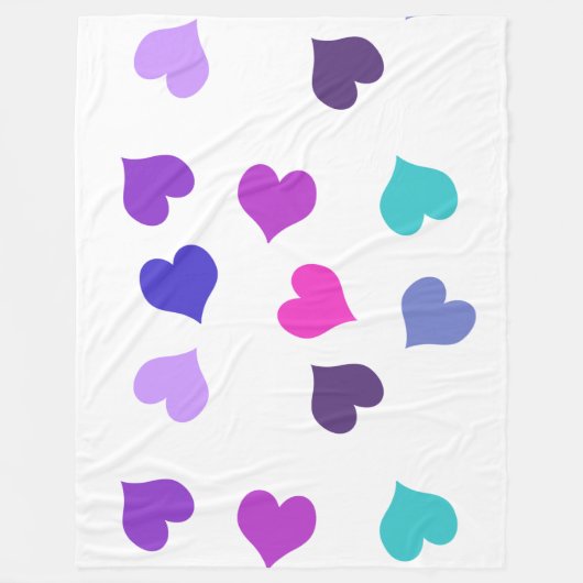 Cute colourful hearts fleece deken (Voorkant)