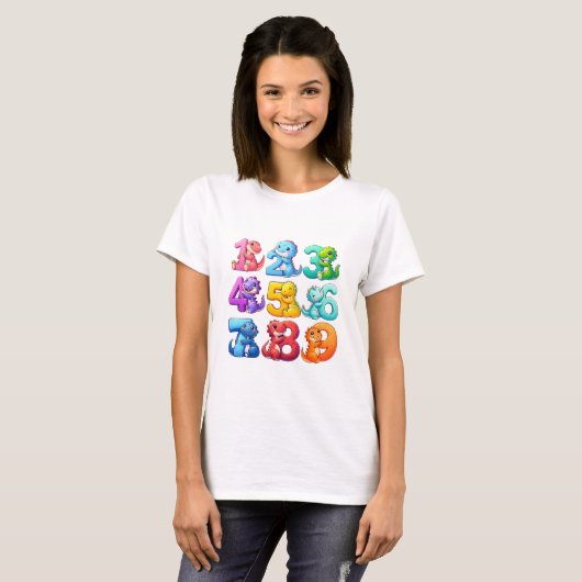 Cute Colourful Numbers Maths T Shirt for Kids (Voorkant volledig)