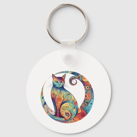 cute colurful cat design sleutelhanger (Voorkant)
