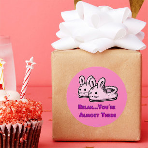 Cute, Comfy Motivation Pink Bunny Rabbit Slippers Ronde Sticker