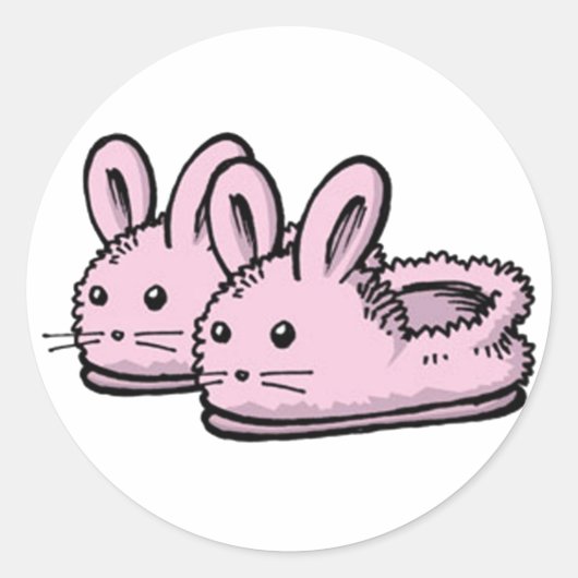 Cute, Comfy Motivation Pink Bunny Rabbit Slippers Ronde Sticker (Voorkant)