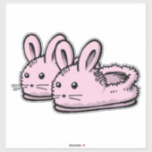 Cute, Comfy Motivation Pink Bunny Rabbit Slippers Sticker (Vel)