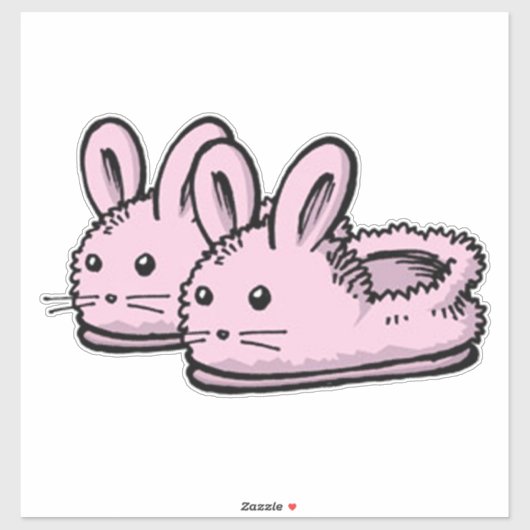 Cute, Comfy Motivation Pink Bunny Rabbit Slippers Sticker (Vel)