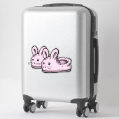 Cute, Comfy Motivation Pink Bunny Rabbit Slippers Sticker (Koffer)
