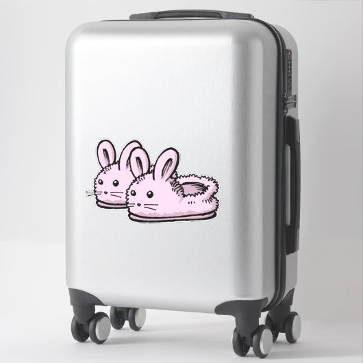 Cute, Comfy Motivation Pink Bunny Rabbit Slippers Sticker (Koffer)