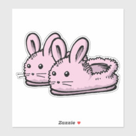 Cute, Comfy Motivation Pink Bunny Rabbit Slippers Sticker