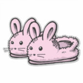 Cute, Comfy Motivation Pink Bunny Rabbit Slippers Sticker (Voorkant)