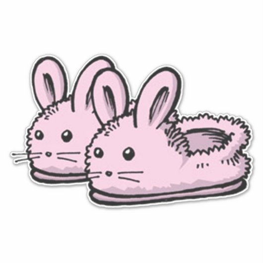 Cute, Comfy Motivation Pink Bunny Rabbit Slippers Sticker (Voorkant)