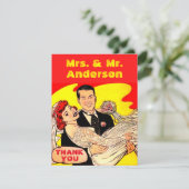 Cute comic bruiloft koppel dank u Briefkaart (Staand voorkant)