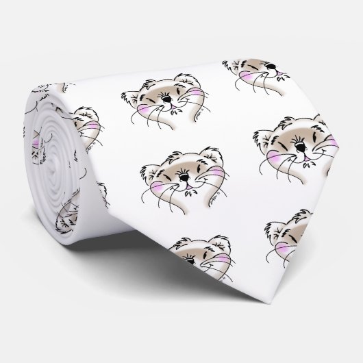 Cute Comic Ferret Face Stropdas (Opgerold)