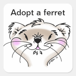 Cute Comic Ferret Face Vierkante Sticker
