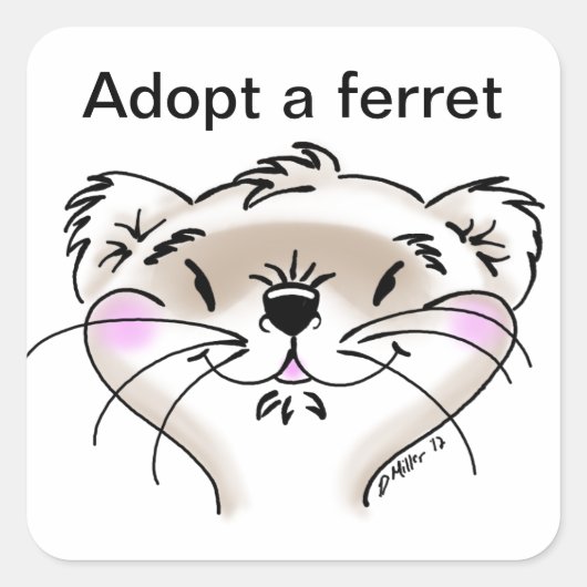 Cute Comic Ferret Face Vierkante Sticker (Voorkant)