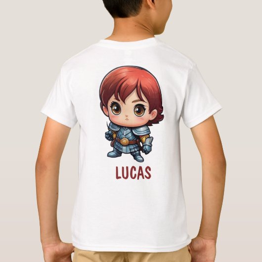 Cute Comic Kid Knight Character Custom T-Shirt (Achterkant)