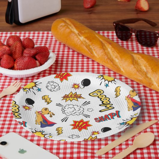 Cute Comic Pattern Papieren Bordje (Picknick)