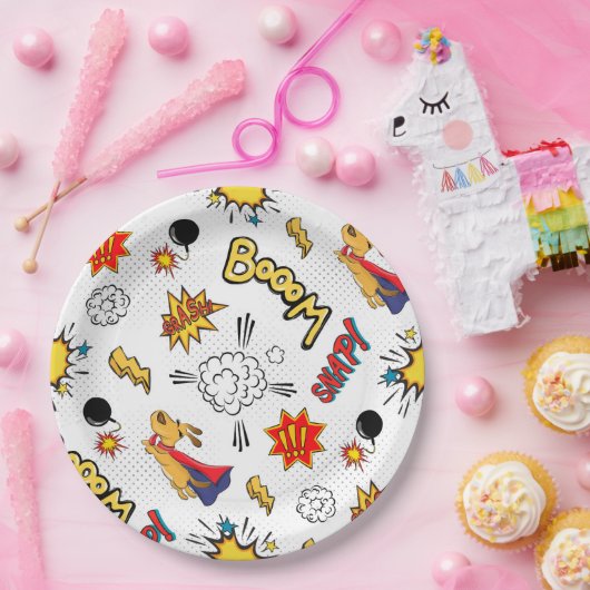 Cute Comic Pattern Papieren Bordje (Feest)