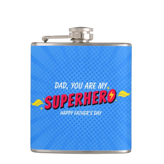 Cute Comic Superheld Fathers Day Flask Heupfles (Voorkant)