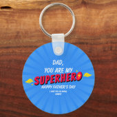 Cute Comic Superheld Fathers Day Sleutelhanger (Voorkant)