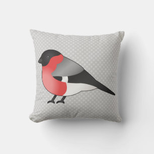 Cute Common Bullfinch Cartoon Bird Illustration Kussen