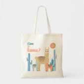Cute Como Te Llamas Funny Boho Chic Alpaca Cactus Tote Bag (Voorkant)