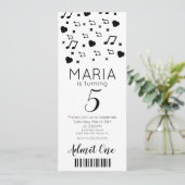 Cute Concert Music Ticket Style Kaart (Staand voorkant)