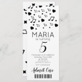 Cute Concert Music Ticket Style Kaart (Voorkant / Achterkant)
