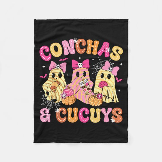 Cute Conchas And Cucuys Ghost Funny Mexican Hallow Fleece Deken (Voorkant)