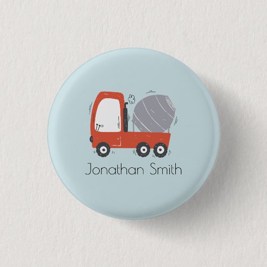 Cute Concrete Mixer Illustratie Aangepast Ronde Button 3,2 Cm (Voorkant)