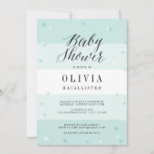 Cute Confetti Aqua Stripes Boy Baby shower nodigt  Kaart (Voorkant)