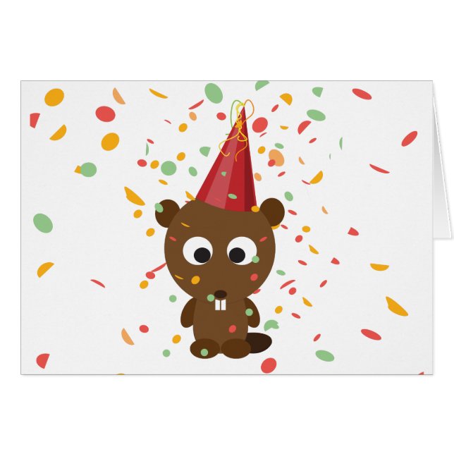 Cute Confetti Party Beaver (Voorkant Horizontaal)