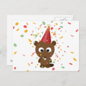 Cute Confetti Party Beaver Briefkaart (Voorkant / Achterkant)