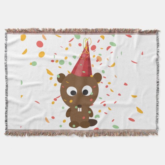 Cute Confetti Party Beaver Deken (Voorkant)