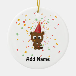 Cute Confetti Party Beaver Keramisch Ornament