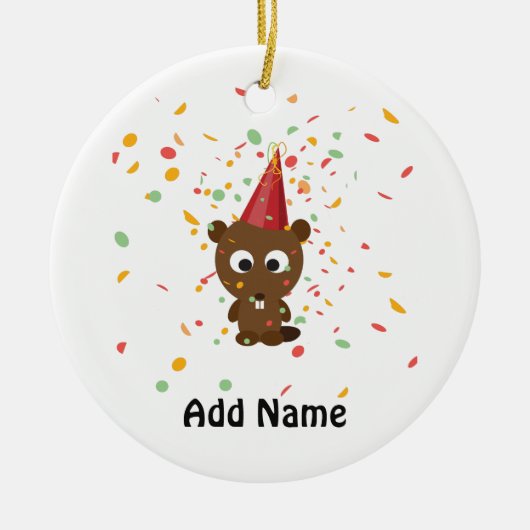 Cute Confetti Party Beaver Keramisch Ornament (Voorkant)