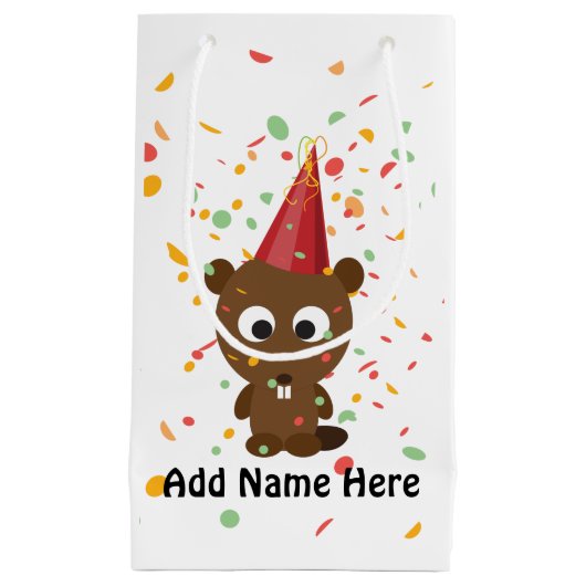 Cute Confetti Party Beaver Klein Cadeauzakje (Voorkant)