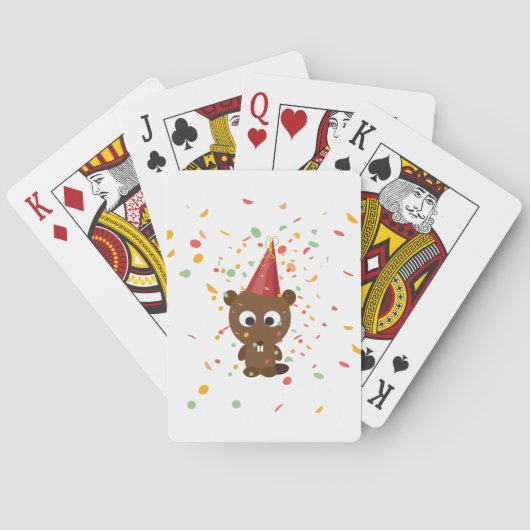 Cute Confetti Party Beaver Pokerkaarten (Achterkant)