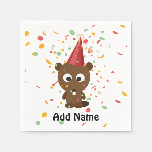 Cute Confetti Party Beaver Servetten (Voorkant)
